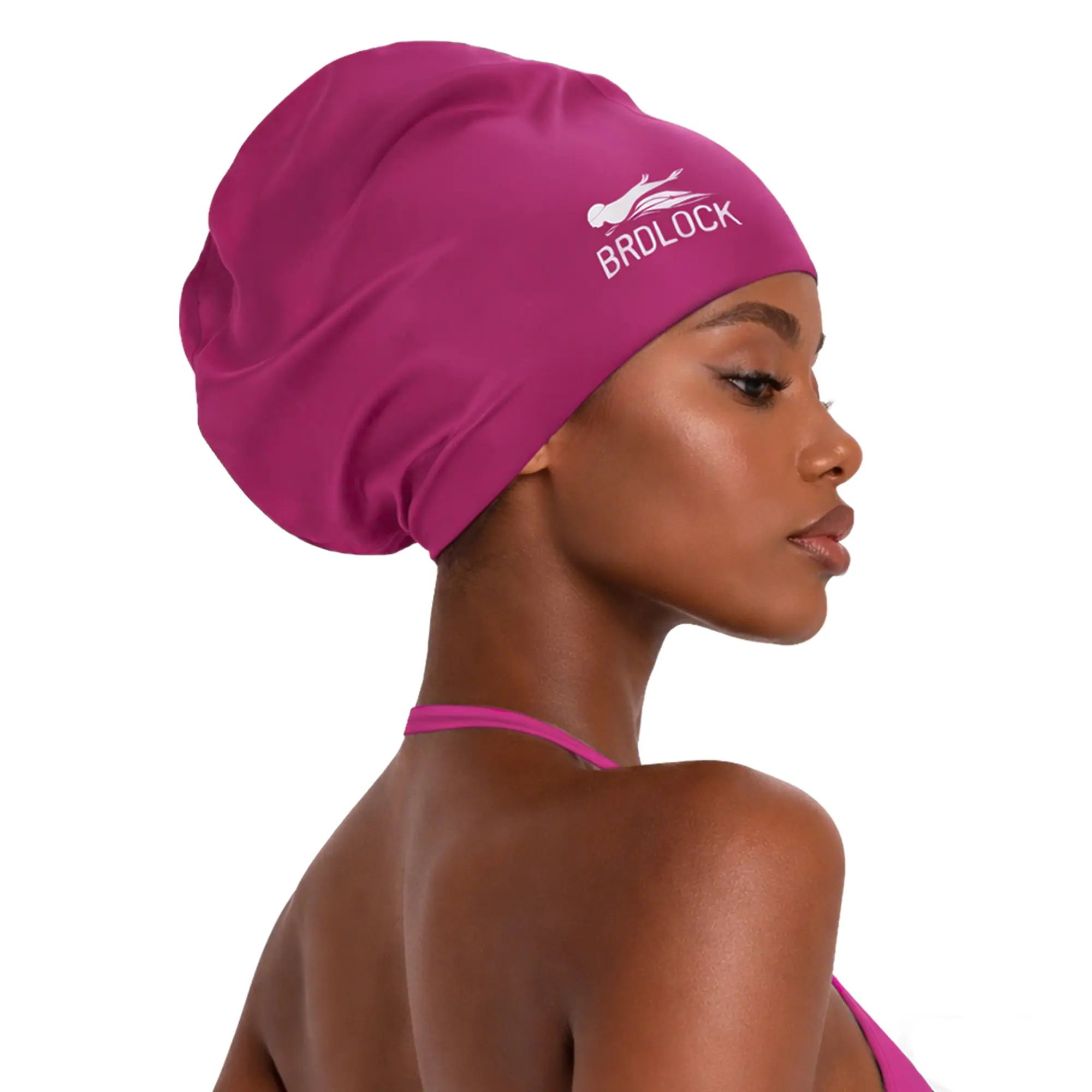 XL Latex-Free Silicone Swimming Cap - Extra Large Waterproof Cap for Braids, Long Hair (Red), Latex-Free Silicone Swimming Caps