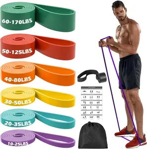 Resistance Bands, 6 Resistance Levels Pull Up Assistance Bands, Exercise Bands for Men&Women, Heavy Duty Resistance Band Set with Door Anchor, for Working Out, Muscle Training, Physical Therapy