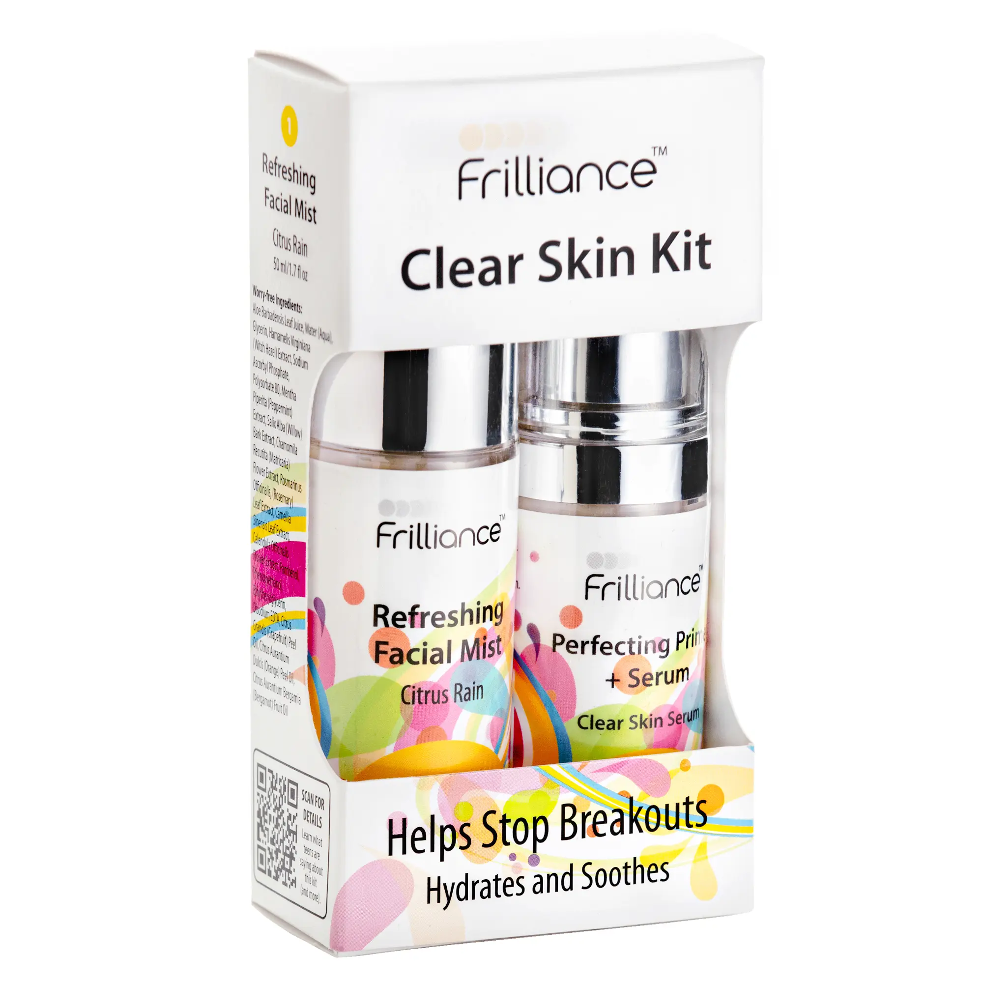 Frilliance Clear Skin Kit | Clear Skin Serum + Blemish Busting Facial Mist, Acne-Fighting, Twin Pack, Niacinamide, Willow Bark, Mandelic, Vitamin C, Paraben Free, All Skin Types Skincare Comfort