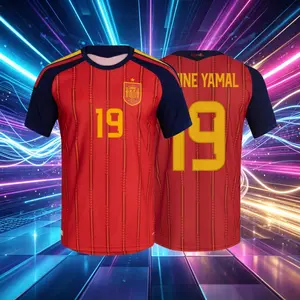 2026 Spain Home And Away Red And White 19# Lamine Yamal 20# Pedri Short And Long Sleeve Soccer Jersey Fans Version