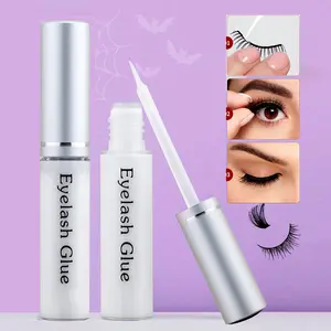 1 piece of transparent false eyelash glue 5ml, suitable for false eyelash extension bonding, super strong shaping, non-irritating and long-lasting 48 hours waterproof, best strip eyelash glue brush head suitable for home DIY false eyelash cosmetics