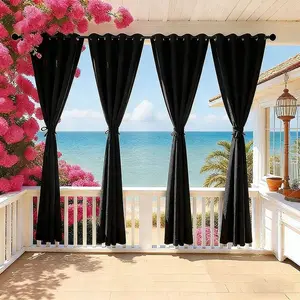 Set of 4 Total Blackout Energy Saving Room Divider Curtains, Heat Insulation, Noise Reduction & Thermal Insulation, Modern Style with Metal Grommets, for Living Room, Bedroom and Patio Curtains