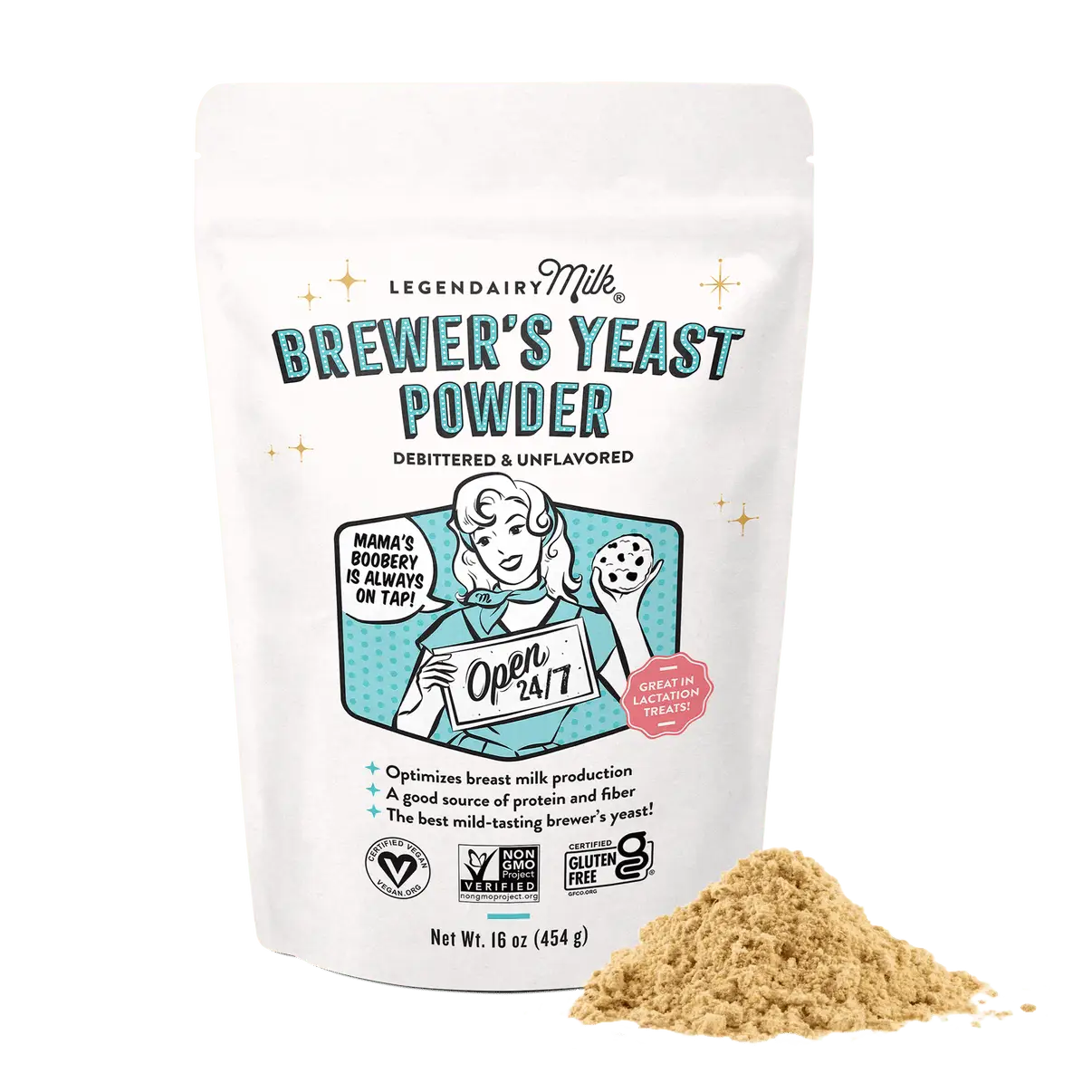 Brewer's Yeast Powder for Lactation Cookies (16oz)- Legendairy Milk - Support Breast Milk - Debittered, Unflavored, Non-GMO & Gluten Free