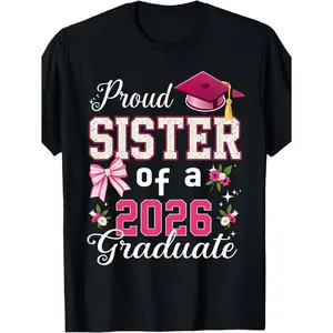 Celebrate Graduation in Style with a Women's 2026 Graduate Sister T Shirt Featuring a Soft Lightweight Crewneck Design Perfect for Casual Parties and Sister Celebrations