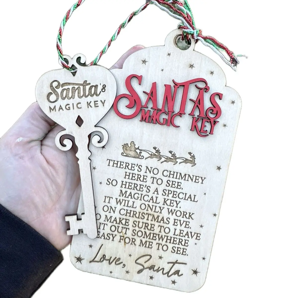 Santas Magic Key for Christmas Eve Hanging Holiday Decor - Festive Party Supplies Gift Ornaments Decoration Magical