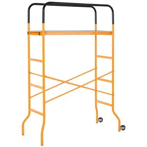 4-Step Steel 4.6 x 2 x 6 ft. Scaffold 2 Wheels Free Moving for Indoor & Outdoor Decoration Anti-Skid, 440 Pound Capacity, Yellow