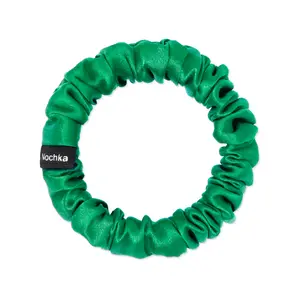 Kelly Green Ultra Skinny Scrunchie – 100% Pure Mulberry Silk, Perfect for All Hair Types