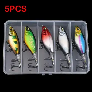 5pcs 6g/0.21oz 12g/0.42oz Topwater Fishing Lures , Pencil Plopper Fishing Lures for Bass Catfish Pike Perch, Top Water Bass Bait Lure Outdoor