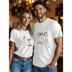 Matching Couple's T-Shirts His & Hers - ized Romantic Date Night Outfits with Couple Portraits, Matching Tees for Summer, Spring/Fall Dates, Machine Washable Matching Outfits for Gift (His and Hers)