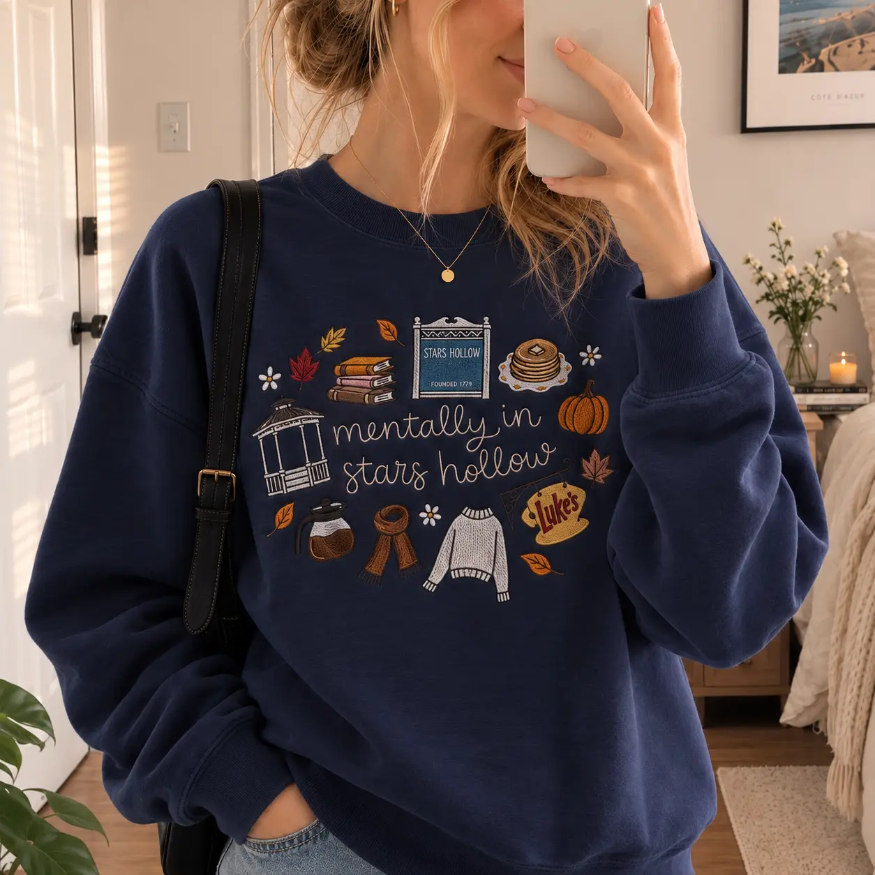Gilmore Girls Embroidered Sweatshirt, Stars Hollow Fall Apparel, Cozy Autumn Top, Gifts for Best Friend Cozy Sweater