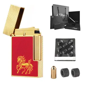 [Set] DUPONT Dual Flame Horse guilloche RED Gold 2026 unique Lighter Gift Set for men