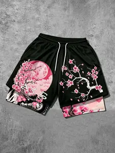 Cherry Blossom Print 2-in-1 Mesh Basketball Shorts , Gym Shorts, Performance Shorts, Block Quick-Dry, Comfortable and Stylish Athletic Wear