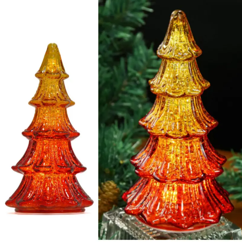 Glass Christmas Tree Xmas Trees Decorations Table Top Centerpiece Mantel Window Home Decor Ornaments