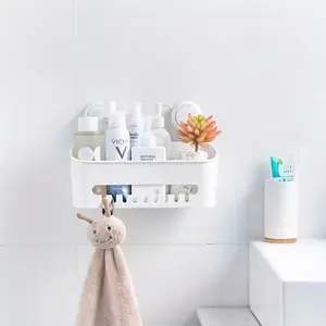 Vacuum Suction Corner Shelf, Durable Plastic Material, No Drilling Required, Easy Installation for Bathroom & Kitchen, Damage-Free Wall Mount Storage Rack