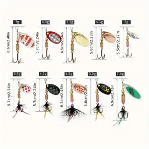 10pcs/box Fishing Lure Spinnerbait with Feathered Treble Hooks Rooster Tail Fishing Lures Spoon Lures for Bass Salmon Trout Spinner