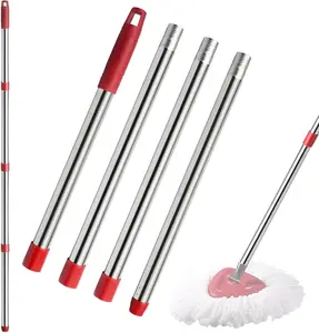 Adjustable 2.5-5ft Spin Mop Handle Replacement - 4-Section Pole for O Cedar EasyWring Mop Base Only mop floor cleaning Steel