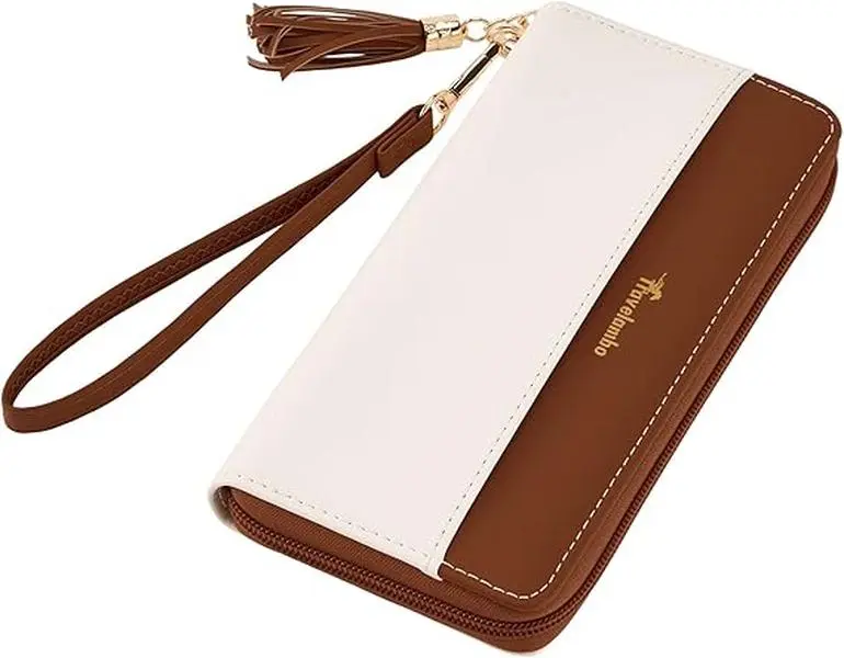 Travelambo Wristlet Wallet Women RFID Bifold Large Capacity Clutch Purse | Tassel, Zipper Coin Pocket, Card Holder Wallet, Gifts for Women