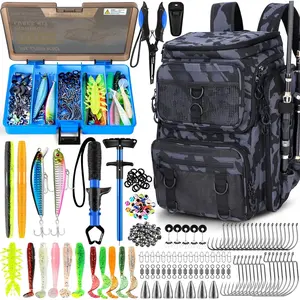 Fishing Backpack with Rod Holders Tackle Box, 42L Large Water-resistant Fishing Tackle Bag Store Fishing Gear