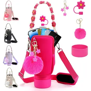 Stanley Cup Accessories Set Including Water Bottle Carrier Bag,Water Bottle Holder with Strap,Straw Cover,Stanley Charms,Silicone Boot for Stanley 40oz 30oz Tumbler