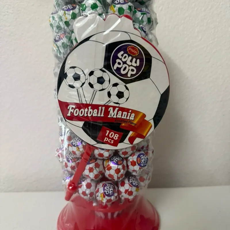 Pran Lolipop Football Mania Assorted Flavours 108 pcs Snack Sweet Candy Lollipop    - Bonbon