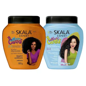 Skala Expert Viral Brazilian Hair Care Kit: Blue Mais Cachos 35.2 oz + Mais Crespos 35.2 oz – Top Treatment for Curly Styles skala  curly hair
