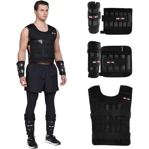 Weighted Vest Set 44LB for Men & Women Adjustable Workout Weight Vest with Steel Plates Wrist Weights and Ankle Weights for Strength Training HIIT Rucking & Cardio