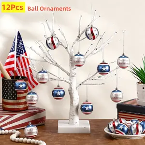 4th of July Ornaments Tree Decorations, 2.36inches Memorial Day Ornaments for Patriotic Red White Blue Shatterproof Hanging Ornament for Independence Day, USA 250th Holiday