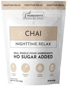 Just Ingredients Chai Nighttime Relax Drink – 30 Servings | No Sugar Added | Magnesium, L-Theanine, Chamomile & Tart Cherry Extract | Supports Relaxation & Restful Evenings
