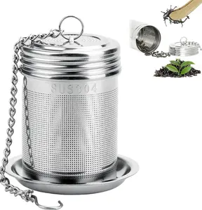 Tea Infuser For Loose Tea,tea leaf strainer,Tea Strainer,metal tea infuser,mesh tea infuser,Stainless Steel Tea Ball with Chain Hook and Drip Tray, Extra Fine Mesh Tea Filter for Brew Tea