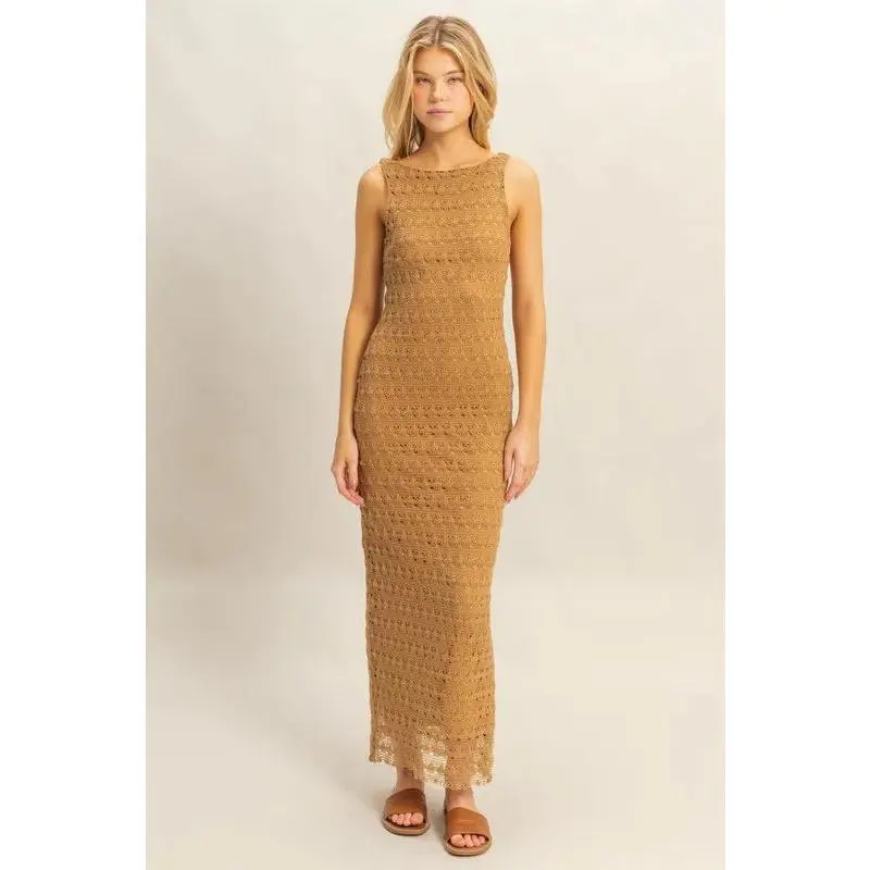 HYFVE Sleeveless Crochet Open Back Maxi Dress