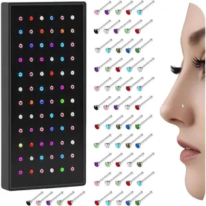 316L Surgical Steel 20g Nose Rings Studs 1.5mm 1.8mm 2mm CZ Nose Screw Studs Rings Body Jewerly for Women