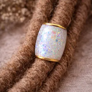 Handmade Opal Hair Loc Beads, Hair Jewelry Set of 8