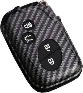 Key Fob Cover Case Fit for 2005-2018 Lexus ES350 GS300 GS350 GS430 GS450h ISC IS250 IS350 LS460 LS600h Keyless Entry Remote Case Holder ABS Carbon Fiber Pattern (Black)