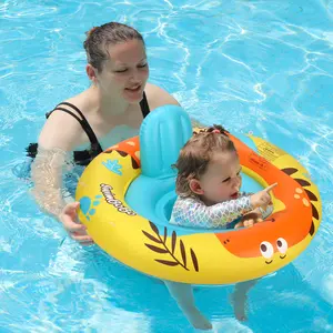 Swimbobo Child Inflatable Cute Carton Swimming Seat Boat Floating Toddler Water Toy Baby Swim Rings Pool Float With Canopy Outdoor