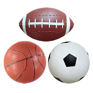 Inflatable Balls Set, Football/basketball/rugby 3-Piece, Manual Pump Included, Indoor Outdoor Backyard Play, PVC Sports Bouncy Ball