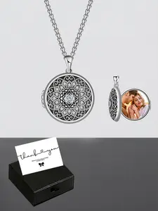 Celtic Locket Necklace Vintage Copper Custom Photo Pendant, Memorial Album Chain, Ideal Gift for Wife Girlfriend, All Seasons