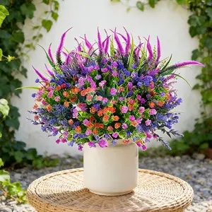 10 Bundles Mixed Artificial Flowers, Lifelike Artificial Flower, Outdoor Fake Silk Plants, UV Resistant, Spring Summer Decor, Garden Porch Yard Home Outdoor Decoration