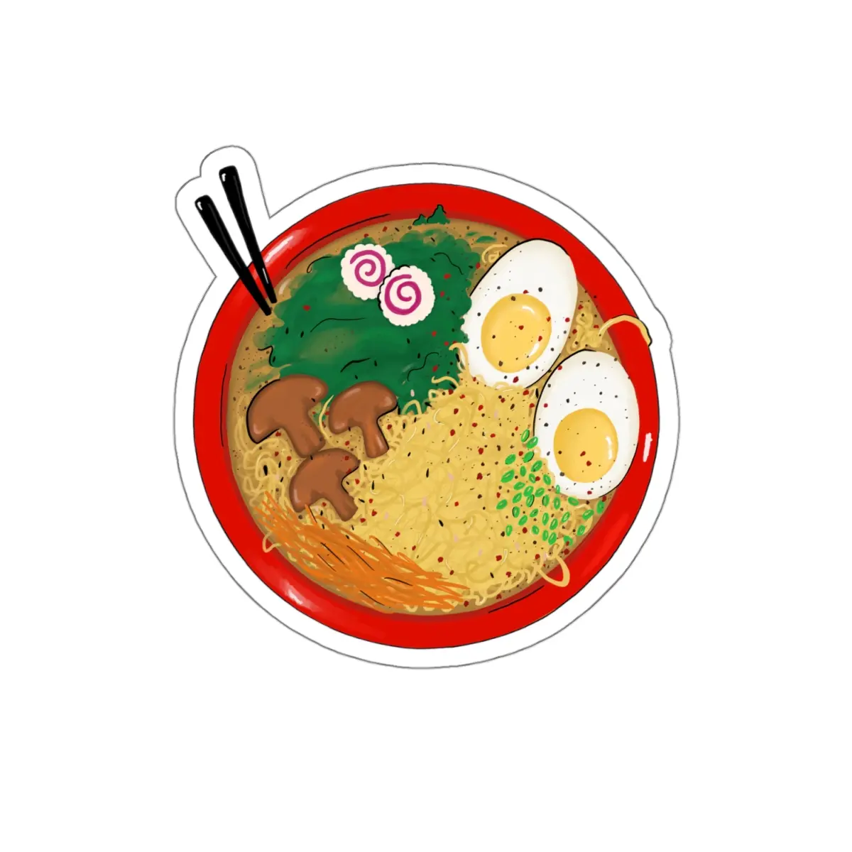 “Rad Ramen” Illustration Kiss-Cut Anime Asian Food Chopsticks Vinyl Stickers