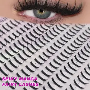 New 160pcs Lash Clusters Spikes Eyelash Extensions Wispy Individual Lashes, Fluffy Eyelashes Cluster, Invisible Band D Curl Eyelashes Thick Volume DIY Lash Extension, Bold Separated Lashes