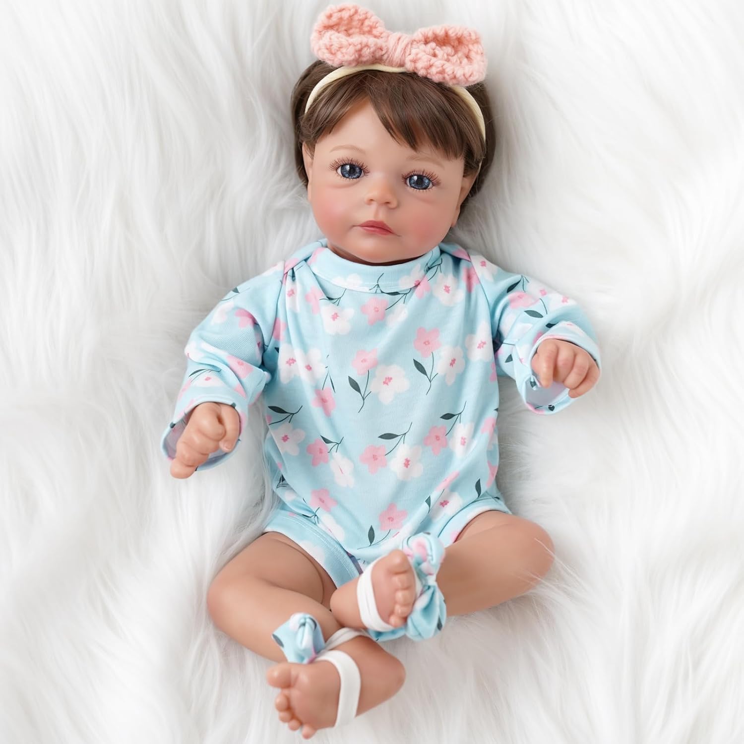Babeside 17 inch Realistic Reborn Baby Doll - Lifelike Newborn Girl with Soft Vinyl Limb+Cloth Body & Accessories Best Gift for Kids