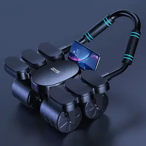 Upgraded 4-wheel 6-pad ab wheel, ab wheel with non-slip handle, mobile phone holder design home automatic rebound gym crunch fitness equipment, men and women fitness accessories