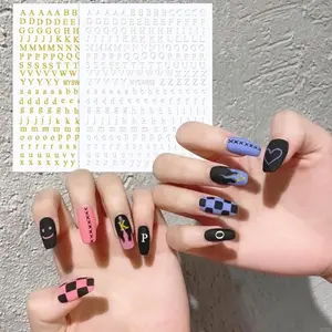 2-Pack Solid Minimalist Self-Adhesive Letter Number Nail Art Stickers, Thin Digit Nail Decor for DIY Manicure & Salon Use