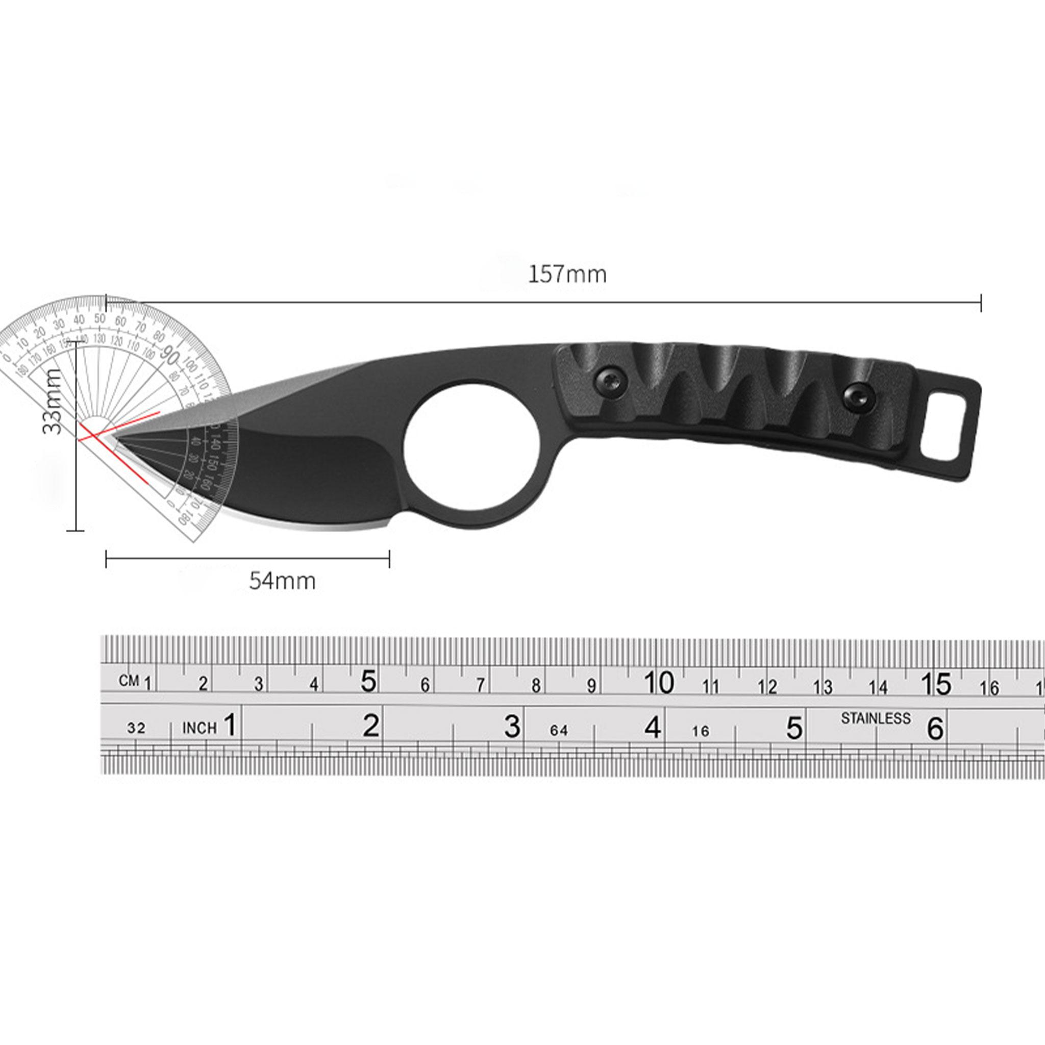EDC Fixed Blade Survival Knife with Kydex Sheath, Tactical Hunting Knife for Camping Hiking, Outdoor Utility Knife with Serrated Edge, Durable Camping Gear for Men