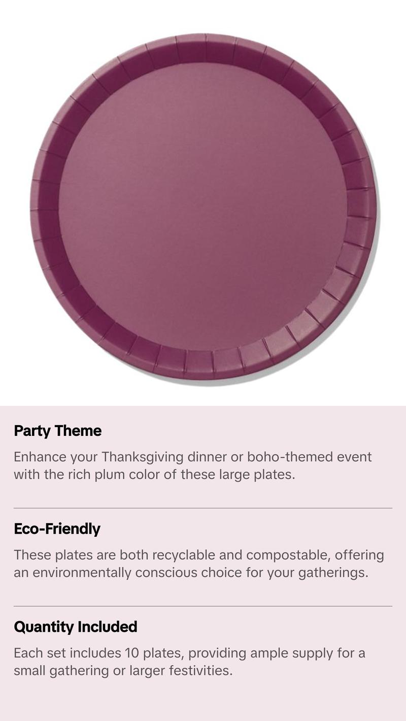 PLUM LARGE PAPER PARTY PLATES