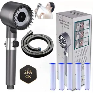 2PACK  Handheld Shower Head with Pressure Boosting, Chlorine & Hard Water Filtration, Adjustable Spray Modes, Hair & Skin Massage, Universal Interface,  No-Drill Bracket tiktokshopspringglowup pet bathing 3-speed setting outdoorfun massaging
