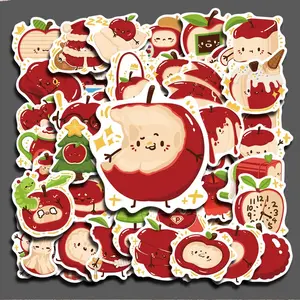 50PCS Funny Cartoon Apple Aesthetic Stickers Pack, Cute Fruit Illustration Vinyl Stickers for Laptop Water Bottle Phone Case Skateboard Journal Scrapbook DIY Decoration