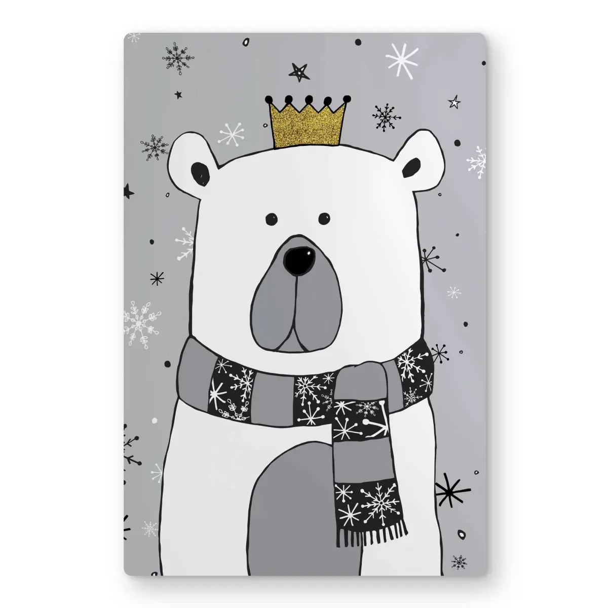 12x18 in. Lightweight Aluminium Bear Wall Art Print - Animal Theme Metal Finish Decoration, Artistic Illustrative Living Room Indoor Home Decor Artwork (C1MP1218XPWVF8)