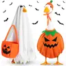 2 Sets Halloween Porch Goose Outfit fit 23 inch Goose Fall Porch Goose Clothes (not included goose)  Porch Goose Ghost Outfit for Fall Halloween Outdoor Patio Yard Lawn Art Decoration(Witch & Ghost)