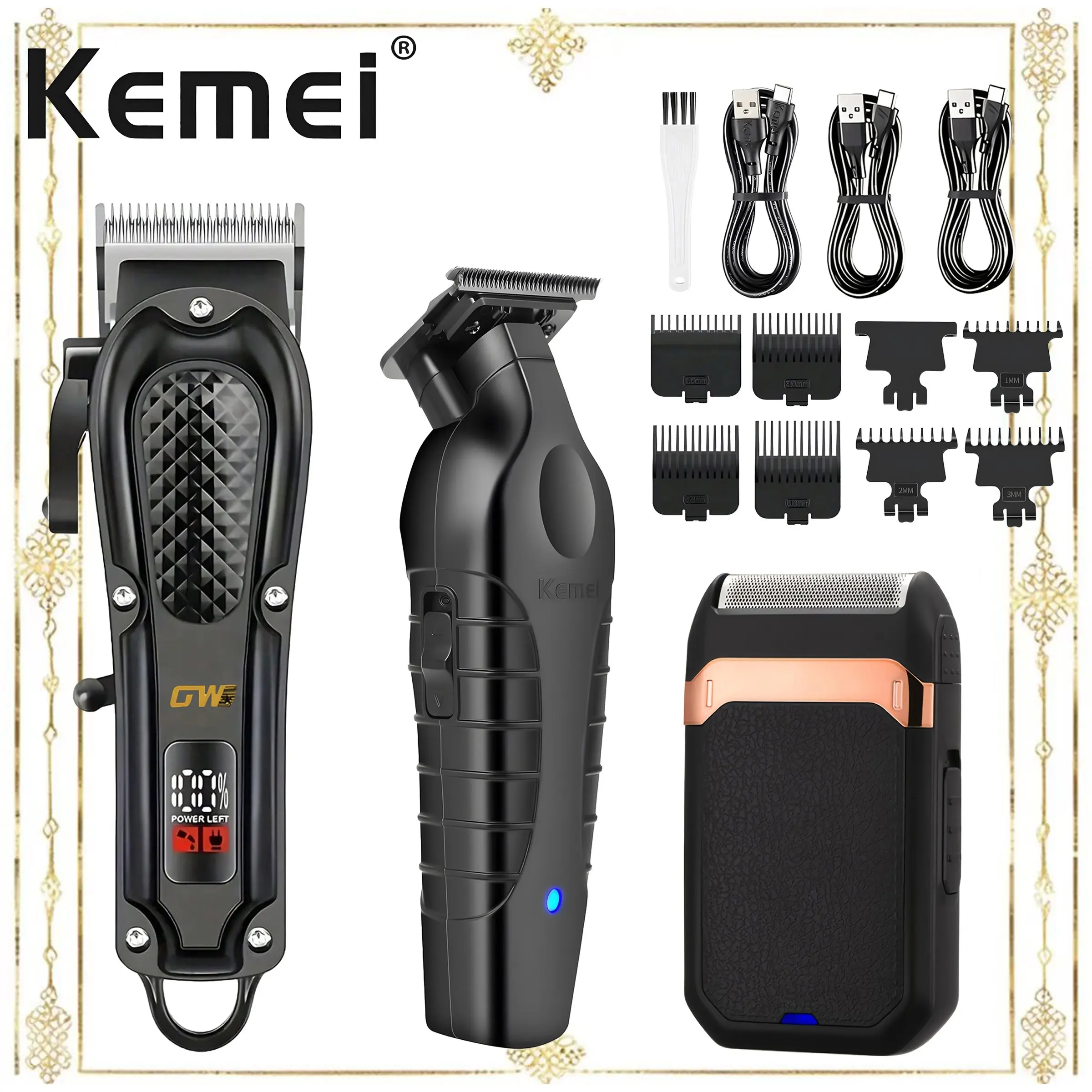 Km-2299 Hair Care Set, Professional Styling & Trimming Kit, USB Rechargeable Trimmer, Cordless Barber Trimmer, Wireless Hair Trimmer, Perfect Gift Combination, Ideal for Home Use, Durable Design