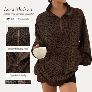 Women's Leopard Print Oversized Long Sleeve Casual olga sweater Fall Winter Essential Fit Womenswear winter outfits